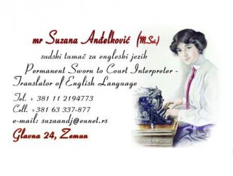 Sudski tumač za engleski jezik Suzana Anđelković